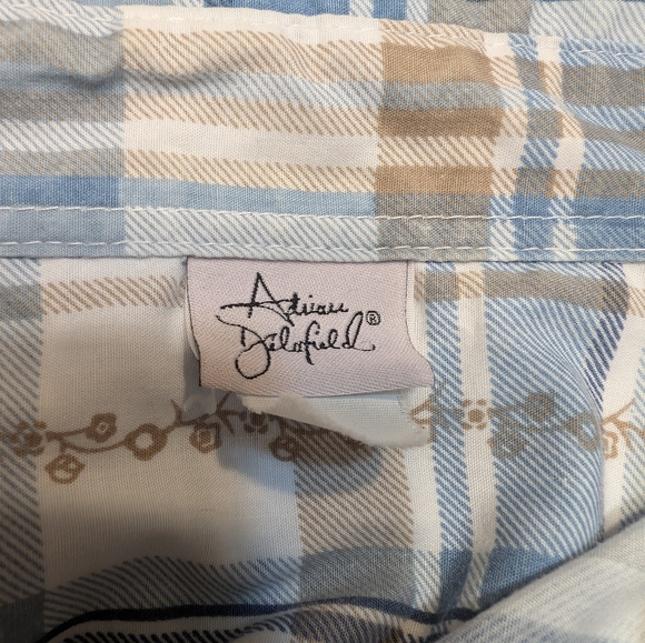 Adrian Dilafield Blue and Tan Plaid Button-Up Shirt XL - Picture 7 of 9